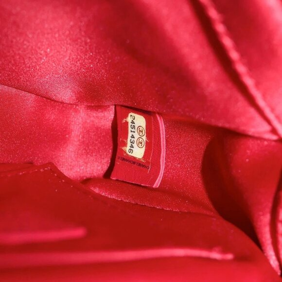 CHANEL Matelasse Camellia Chain Shoulder Bag Velor Red CC Auth KD378SM - Picture 12 of 16
